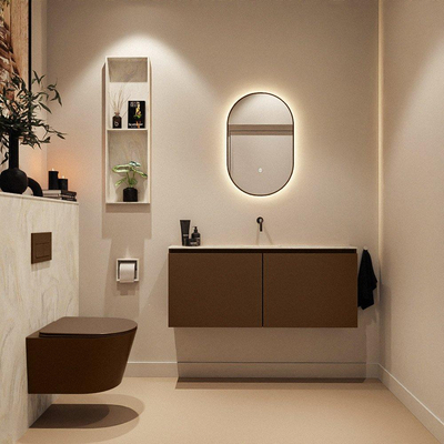 MONDIAZ TURE-DLUX Meuble toilette - 120cm - Rust - EDEN - vasque Ostra - position centrale - sans trou de robinet