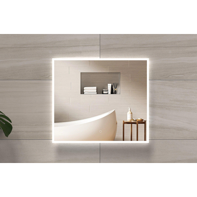 H&R Badmeubelen Mikado miroir – 80 x 70 cm – LED indirecte tout autour – chauffage de miroir – Argent