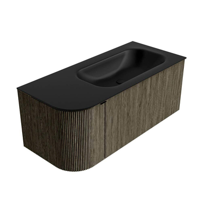 Ensemble de meuble de salle de bain Mondiaz KURVE - 105x46x40cm - 1 tiroir - 1 porte - lavabo en solid surface - droite - 1 trou de robinet - Shadow