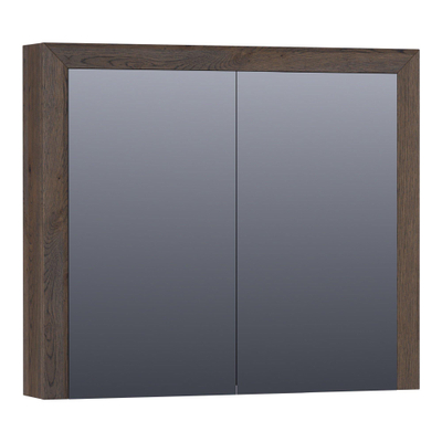 BRAUER Rise armoire de toilette – 80 x 70 x 15 cm – sans éclairage – 2 portes, portes-miroir double face – Chêne noir