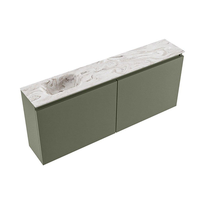 MONDIAZ TURE-DLUX Meuble de toilettes 120 cm Army. Lavabo EDEN Glace position gauche. Sans trou de robinet.