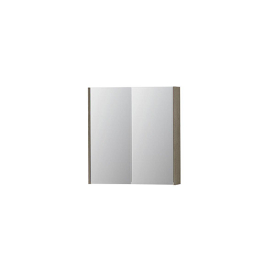INK SPK2 spiegelkast – 70x74x14 cm – 2 deuren, dubbelzijdige spiegeldeuren – Greige eiken