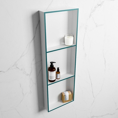 Mondiaz Easy nis 29.5x89.5x8cm voor Inbouw/opbouw 3 open vakken Solid surface Talc/Smag