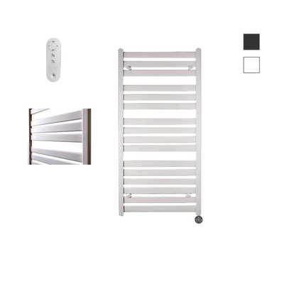 Sanicare HVS - Moda Radiateur électrique - 120x60cm - 876W - avec télécommande - thermostat - noir - en bas à droite - blanc mat
