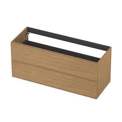 INK Badmeubel - 120x45x52cm - 2 lades - opliggende grepen - MDF - Blank eiken met Wastafel Momento SHOWROOMMODEL