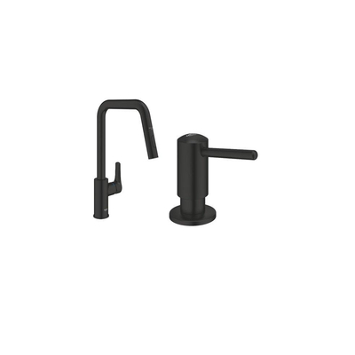 GROHE Eurosmart Keukenmengkraan - 22.1cm - uitrekbare handdouche - 2 straalsoorten - matte black