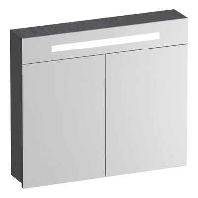 BRAUER Promise spiegelkast - 80x70x15cm - met verlichting 2 spiegeldeuren Timber Grey