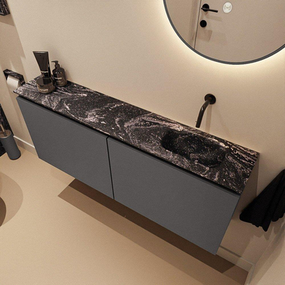 MONDIAZ TURE-DLUX 120cm toiletmeubel Dark Grey. EDEN wastafel Lava positie rechts. Zonder kraangat.