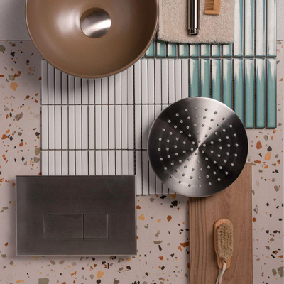 Geberit Inbouwreservoir UP320 met QeramiQ metal bedieningsplaat - dualflush - rechthoekige knoppen - metaal gunmetal