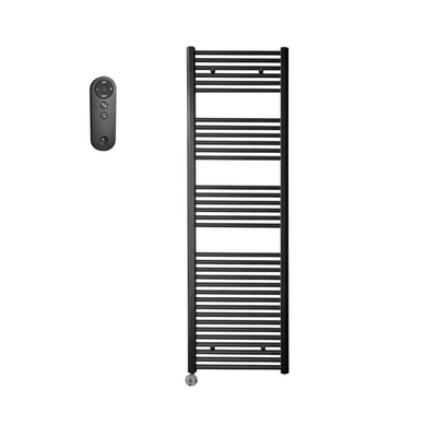 Sanicare HVS Elektrische Radiator - 172x60cm - 1127W - met afstandsbediening - thermostaat - chroom - linksonder - mat zwart