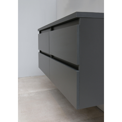 Basic Bella Meuble avec lavabo acrylique avec 2 trous de robinet 120x55x46cm Flat Pack Anthracite mat