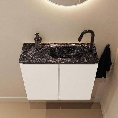 MONDIAZ TURE-DLUX Meuble WC 60 cm Talc. EDEN lavabo Lava position droite. Avec 1 trou de robinet.