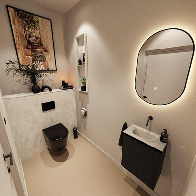 MONDIAZ TURE-DLUX 40cm toiletmeubel Urban. EDEN wastafel Ostra positie midden. Zonder kraangat.