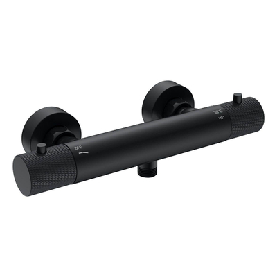 Wiesbaden Ribbd Mitigeur thermostatique de douche entraxe 15 cm noir mat