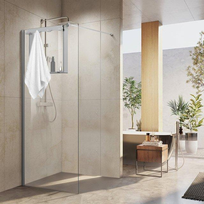 FugaFlow Eccelente Acces étagère avec 4 crochets - pour paroi de douche - 50x50x6.5cm - inox brossé