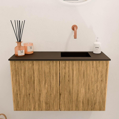 Mondiaz JOYA 70cm toiletmeubel - kleur Oak - Wastafel FAYE positie Rechts Zonder kraangat kleur Urban.