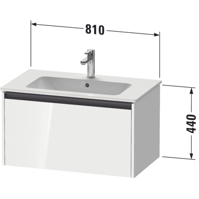 Duravit Ketho 2 meuble sous-lavabo avec 1 tiroir 81x48x44cm avec poignée anthracite gris béton mat