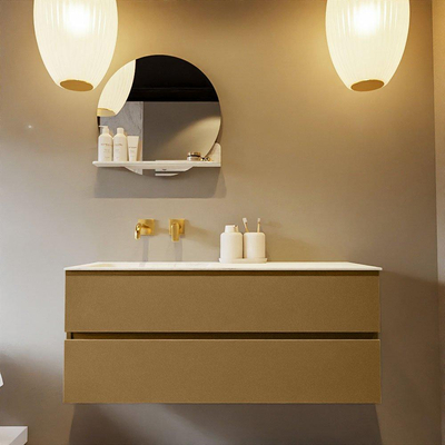 Mondiaz VICA-DLUX ensemble de meuble de salle de bain - 120cm - meuble sous-vasque oro - 2 tiroirs - lavabo encastré cloud gauche - sans trous de robinet - version haute de 60cm - opalo