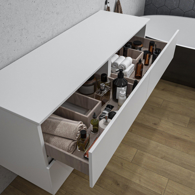 Adema Chaci Meuble sous vasque - 140cm - 2 tiroirs - poignée intégrée - blanc mat
