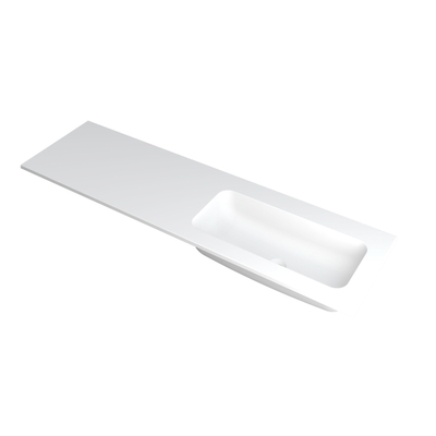 Ink faktor lavabo 160x1.5x45cm 0 trous pour robinet 1 évier polystone blanc mat