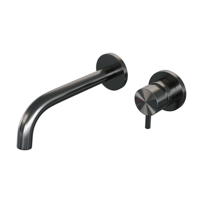 Brauer Gunmetal Edition Mitigeur de lavabo encastré - bec verseur courbé à gauche - levier court étroit - modèle B 1 - PVD - gunmetal brossé