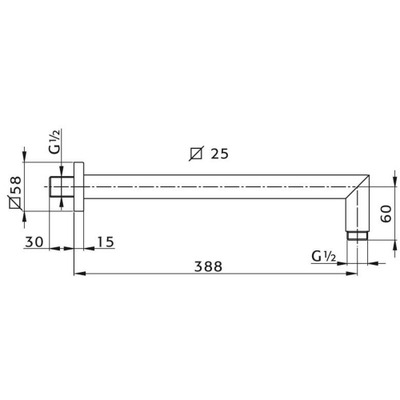 Xenz Wandarm 29cm chroom Hoogglans