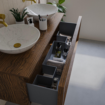 Saniclass Holz Framse Meuble de salle de bains - 120x45x40cm - 1 tiroir - plan de toilette - Noyer pure