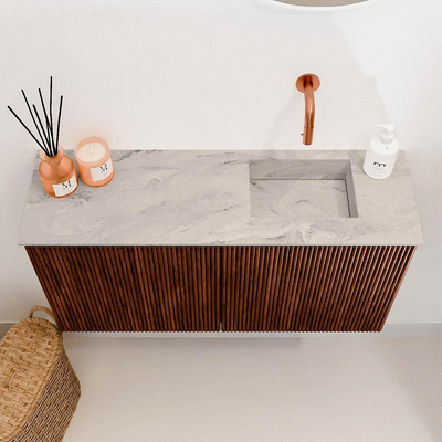 Mondiaz JOYA-DLUX Meuble de toilette 80cm - couleur Ruby - Vasque FAYE position Droite Sans trou de robinet couleur Glace