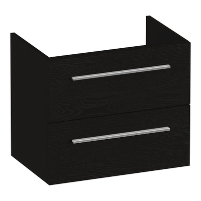 BRAUER Trust wastafelonderkast ondiep 60 excl. opbouwgrepen 2 softclose lades en 1 sifon uitsparing - Timber Black