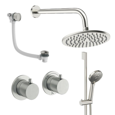 Crosswater Module inbouw regendoucheset – Ø20 cm hoofddouche – 2 hendels – badafvoer – RVS geborsteld