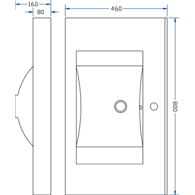 Xellanz Tigris wastafel enkel met 1 kraangat 80x46x8 cm kunstmarmer glans wit