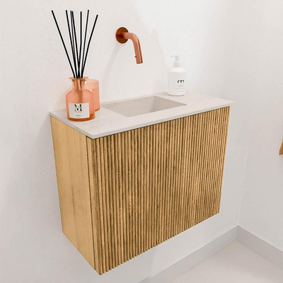 Mondiaz JOYA-DLUX 50cm toiletmeubel - kleur Oak - Wastafel FAYE positie Midden Zonder kraangat kleur Meli.