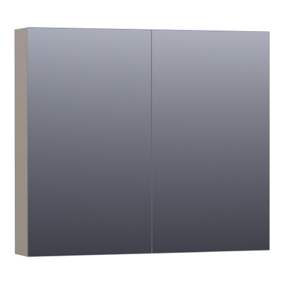 BRAUER Impress armoire de toilette – 80 x 70 x 15 cm – 2 portes, portes-miroir double face – Taupe mat