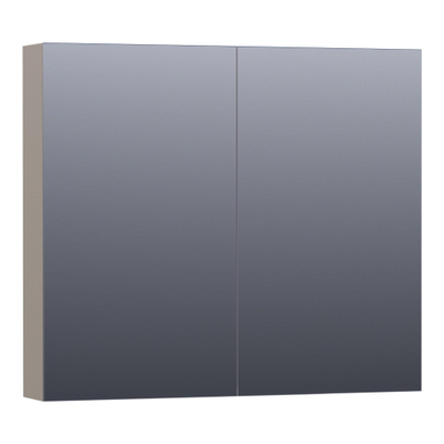 BRAUER Plain Spiegelkast - 80x70x15cm - 2 links/rechtsdraaiende spiegeldeuren - MDF - mat taupe