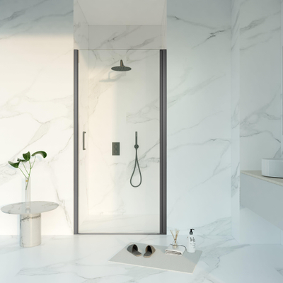 Fortifura Galeria Porte de douche - 60x200 - Profil - verre de sécurité - anti-calcaire - Gunmetal PVD brossé