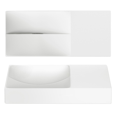 Clou Vale céramique lave-mains 45x19x7cm pré-percé trou de robinet à droite Blanc mat