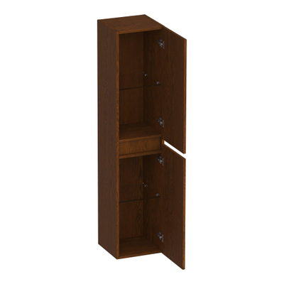 BRAUER Joy armoire de salle de bain - 160x35x35cm - avec 2 portes sans poignée pivotant à gauche ou à droite en chêne lamellé marron