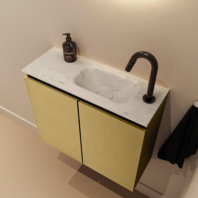 MONDIAZ TURE-DLUX 60cm toiletmeubel Oro. EDEN wastafel Opalo positie rechts. Met 1 kraangat.
