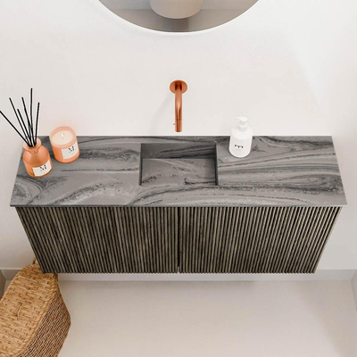 Mondiaz JOYA-DLUX 90cm meuble de salle de bains - couleur Shadow - Vasque FAYE position Milieu Sans trou de robinet couleur Sombra.