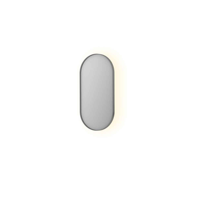 INK SP21 miroir – ovale – 40 x 80 cm – LED indirecte – chauffage de miroir – Inox brossé