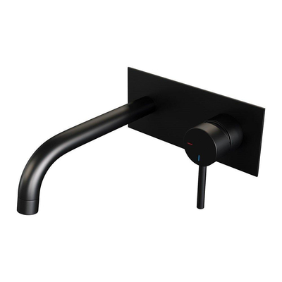 BRAUER Black Edition Wastafelmengkraan inbouw - gebogen uitloop links - hendel lang smal - inclusief inbouwdeel - afdekplaat - model A 1 - mat zwart