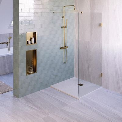 BRAUER Asteroid Receveur de douche 100x100 incl. antidérapant et antibactérien marbre minéral blanc mat