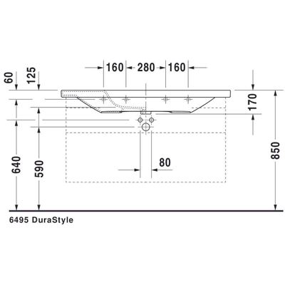 Duravit Durastyle Lavabo pour meuble 120x48cm avec trop plein et trou pour robinetterie blanc