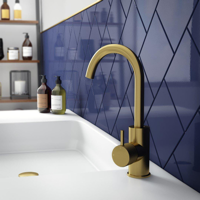 Hotbath Cobber X Mitigeur lavabo - haut - bec pivotant - laiton brossé PVD