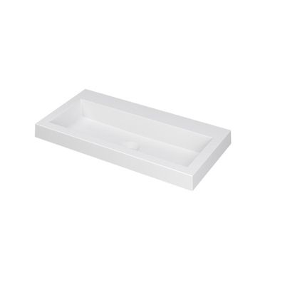 INK Dock wastafel - 80x40x6cm - 1 wasbak - 0 kraangaten - polystone wit mat