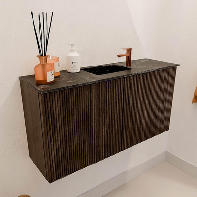 Mondiaz JOYA-DLUX 80cm toiletmeubel - kleur Walnut - Wastafel FAYE positie Midden 1 kraangat kleur Lava.