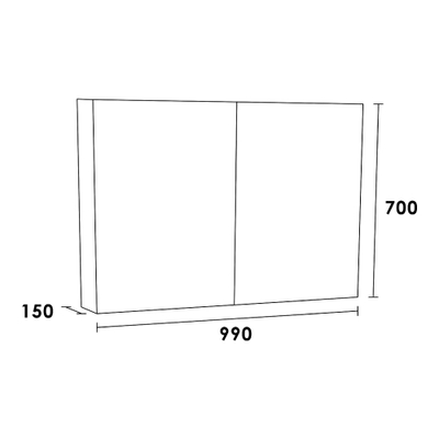 BRAUER Plain Spiegelkast - 100x70x15cm - 2 links/rechtsdraaiende spiegeldeuren - MFC - Birch