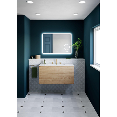 Crosswater Glide II Wastafelonderkast - 100x45x52cm - 2 lades - greeploos - eiken