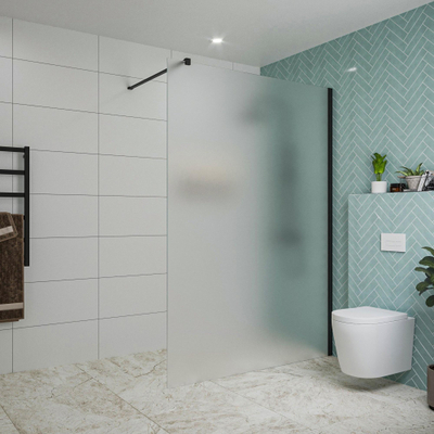 FugaFlow Eccelente Vetro Douche à l'italienne - 140x200cm - verre satiné - Noir mat