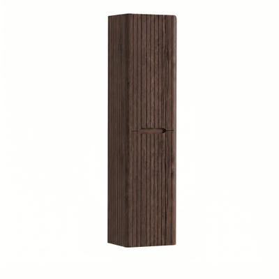 H&R Badmeubelen Juice Hoge kast - 40x35x170cm - met ronde hoeken - 3D-front - 2 deuren - linksdraaiend - coffee